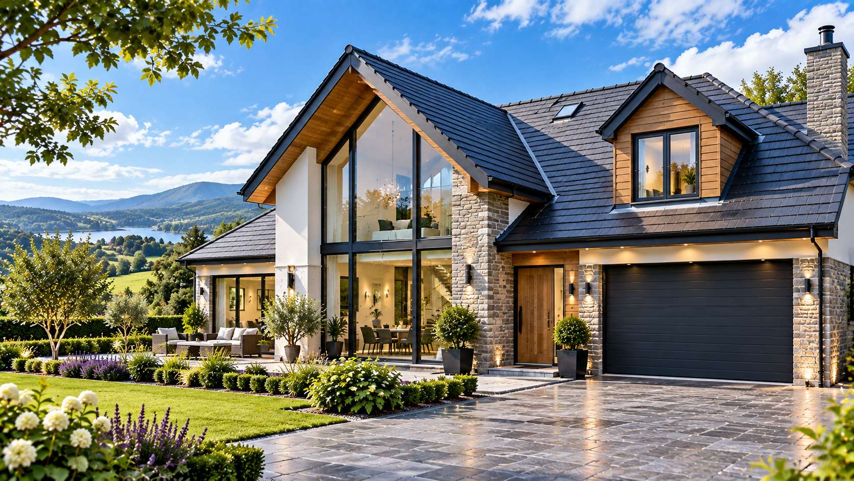 Flawless completed new roof installation on contemporary residential home